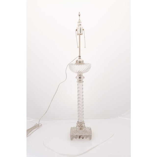 Late 19th Century Large Baccarat Style Oil Lamps With Silver Plate Accents, France - a Pair For Sale - Image 12 of 12