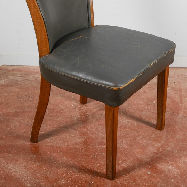Wood Leather Chair with Printed Logo by W.D.F. Grubb, 2000s For Sale - Image 7 of 18