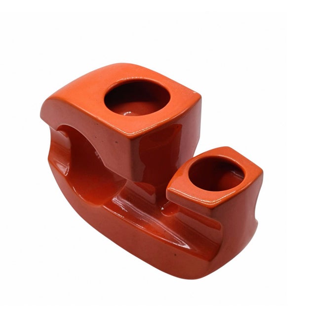 Mid-Century Modern Sculptural Orange Ceramic Vase, Italy, 1970s For Sale - Image 3 of 6