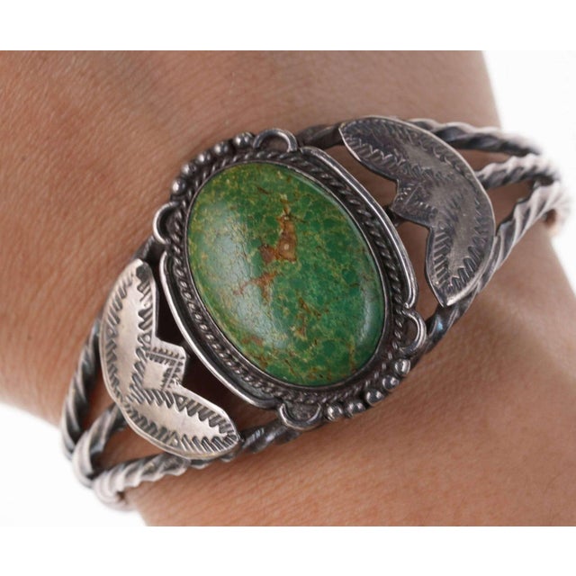 Vintage Navajo Sterling/Turquoise Cuff Bracelet Very nice old cuff with no<br>damage. Fits up to a 6" wrist.