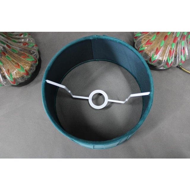 Vintage Hand Painted Glass Table Lamps with New Fabric Shade, 1960s, Set of 2 For Sale - Image 12 of 17