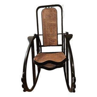 Attributed to Joseph Hoffmann No. 267 “Egg” Rocking Chair Original Woven Webbing Intact - From the Austrian Modernist Design Period For Sale