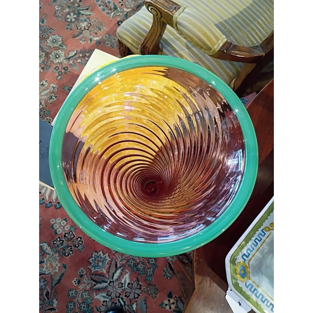 Young & Constantin Signed Young & Constantin Art Glass Trumpet Vase For Sale - Image 4 of 6