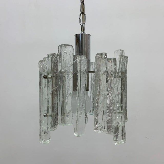 Hanging Lamp in Frosted Ice Glass by J. T. Kalmar for Kalmar Franken KG, 1960s For Sale - Image 11 of 11