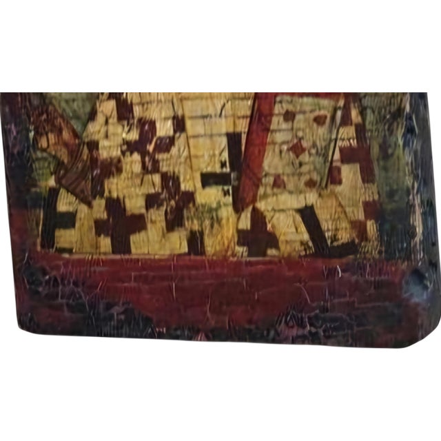 Antique Greek Portable Travel Icon of Saint Antipas in Wood, 18th Century Post-Byzantine For Sale - Image 8 of 9