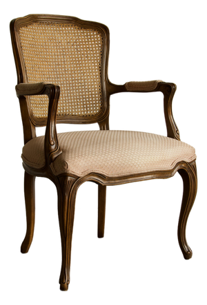 Blush Fabric Kindel French Louis XV Caned Back Fauteuil Armchair, 1977