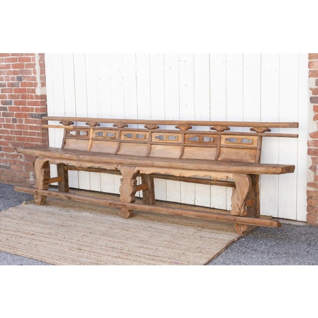 Masterful Very Long 18th Century Theater Bench For Sale - Image 4 of 12