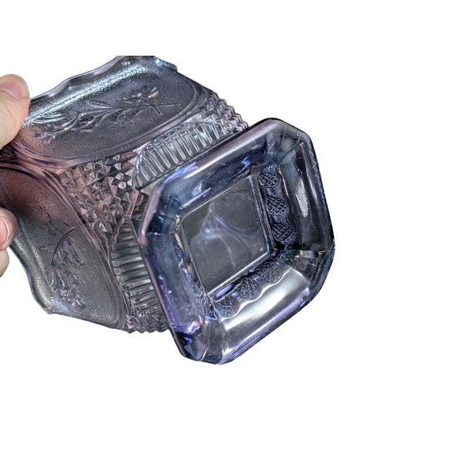 Mid-Century Modern 1960's Imperial Glass Covered Candy Dish Rose Pattern Pale Purple With Lid For Sale - Image 3 of 7