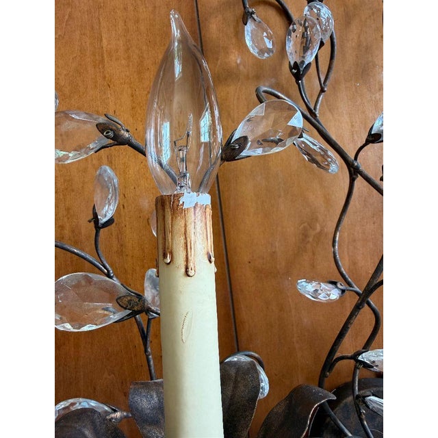 Pair of vintage circa 2026 Currey and Company Crystal Bud Sconces. Good vintage condition. Flaw on one of the candle...