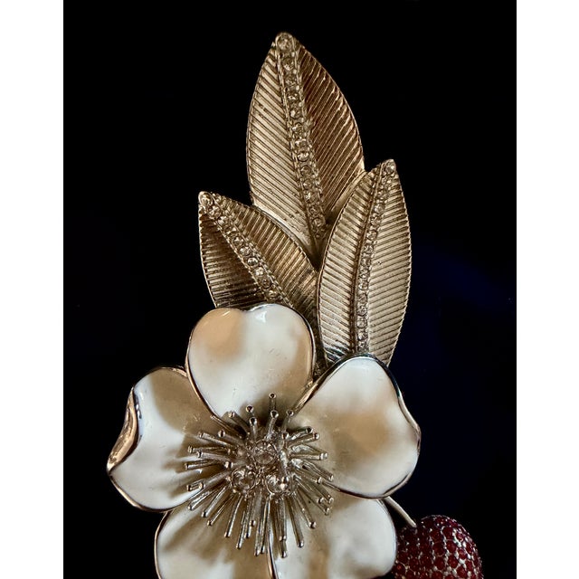 Vintage 1980’s Judith Leiber XL Cherry Blossom Brooch With Swarovski Crystals For Sale - Image 11 of 18