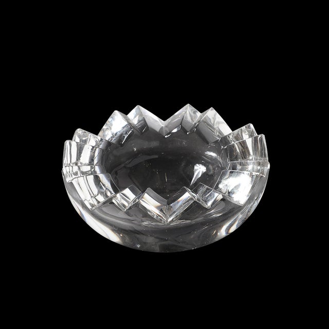 Mid-Century Modern Mid-Century Crystal Ashtray With Crenelated Angular Motif Signed Rosenthal For Sale - Image 3 of 14
