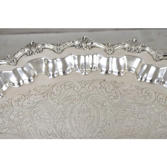 Antique Prospect Silver Co Silver Plated Victorian Style Twin Handle Serving Tray For Sale - Image 4 of 13