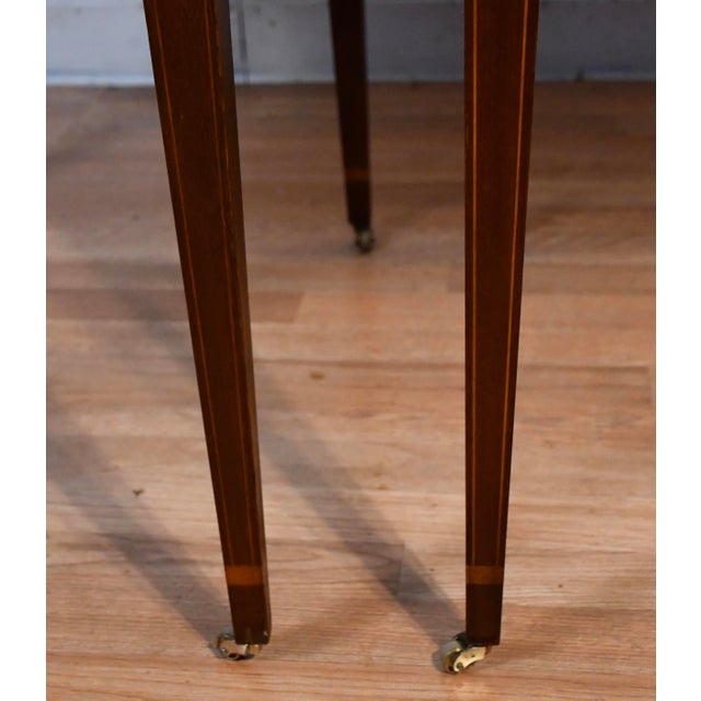 1940 Pair of Baker Furniture Regency Mahogany Inlaid Pembroke Side / End Tables For Sale - Image 9 of 18