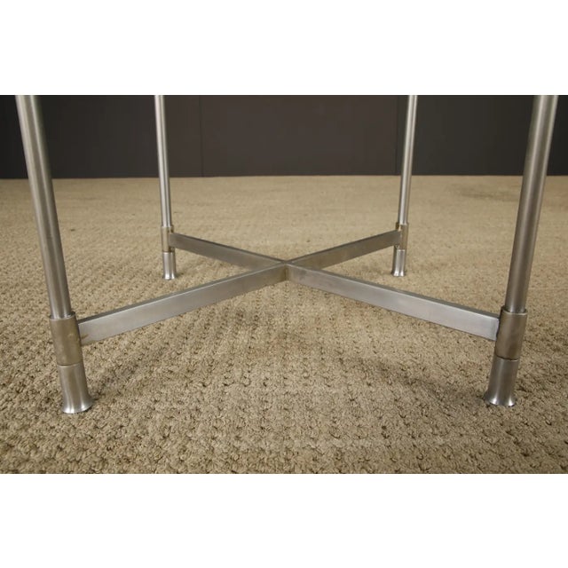 Pair of Mid-Century Brass & Steel Side Tables in the Manner of Maison Jansen For Sale - Image 18 of 18