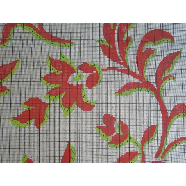 19th c. French hand-painted gouache on paper textile design. These patterns were for jacquard woven fabrics and are...