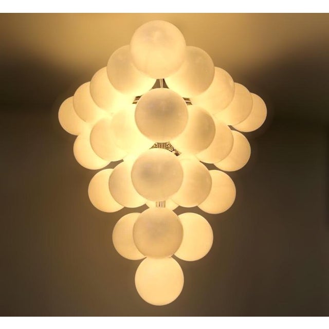 21st Century Italian Grappolo Polished Chrome Glossy White Murano Glass Chandelier by Fabio LTD For Sale - Image 6 of 6