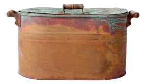 Antique Copper Wash Boiler With Lid
