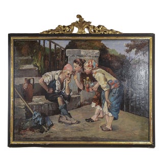 Neapolitan Scene, Oil on Canvas, Framed For Sale