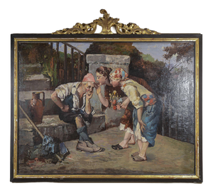 Neapolitan Scene, Oil on Canvas, Framed