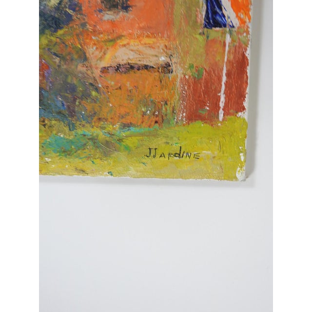 Late 20th century plein air impressionist oil on canvasboard painting of cottage and garden by Joan Jardine (1935–2025)...