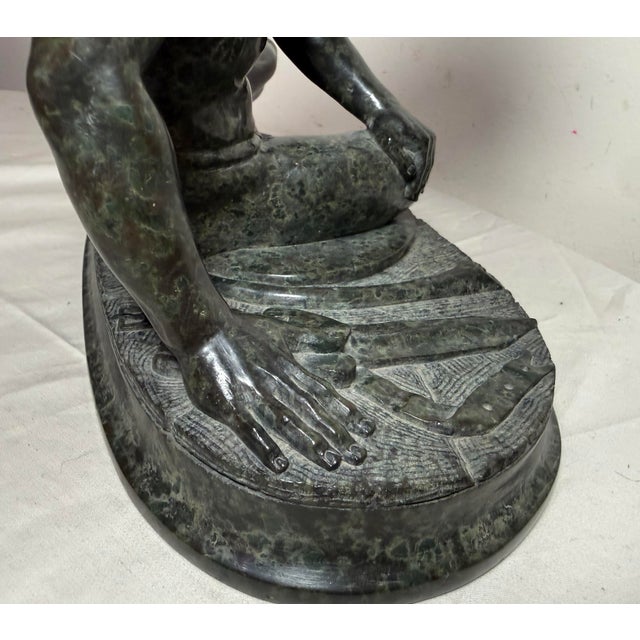 Antique 1800's Hand Carved Green Serpentine Marble the Dying Gaul Sculpture For Sale - Image 15 of 18