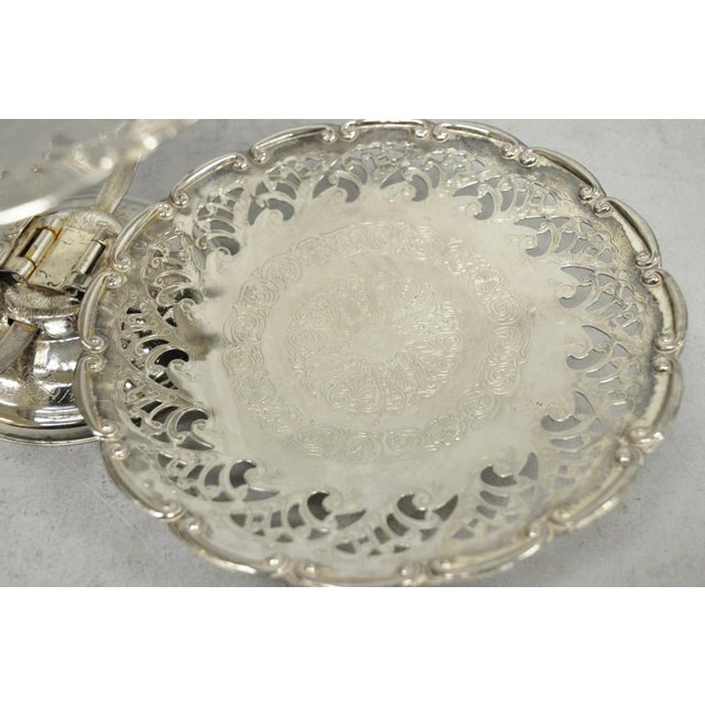Vintage Queen Anne Style Silver Plated 3 Tiered Folding Cake Dessert Stand Tray For Sale - Image 10 of 18