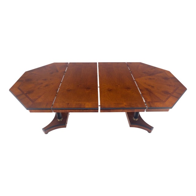 Flame Mahogany Octagon Shape Two 18" Leaves Single Base Dining Table MINT! For Sale