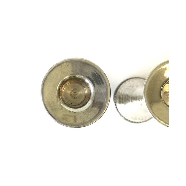 Sterling Silver Candlesticks with Hourglass Shape & Hammered Design - A Pair For Sale - Image 12 of 13