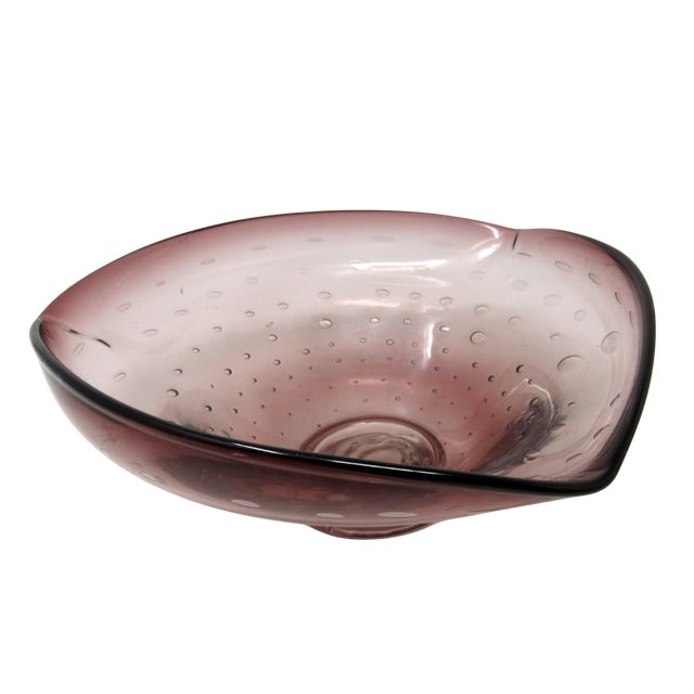 Vintage Amethyst Glass Catch-All With Controlled Bubbles For Sale - Image 4 of 11