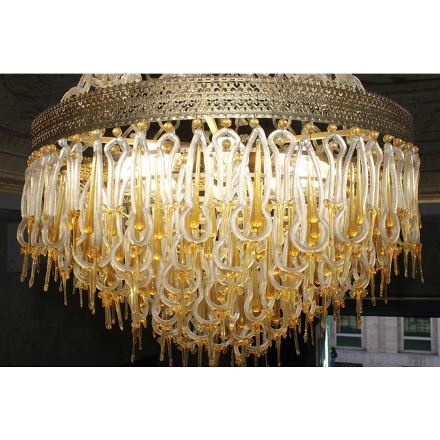 Metal Murano Glass Chandelier from Archimede Seguso, 1940s For Sale - Image 7 of 15