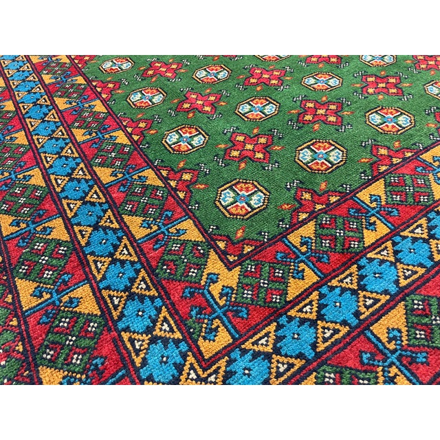 Green Turkmen Mori Gul Tribal Wool Area Rug, 6'7" X 10'3" For Sale - Image 12 of 16