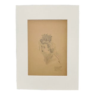 Early 1940s Fashion Study of Woman Wearing Lilly Dache Hat For Sale