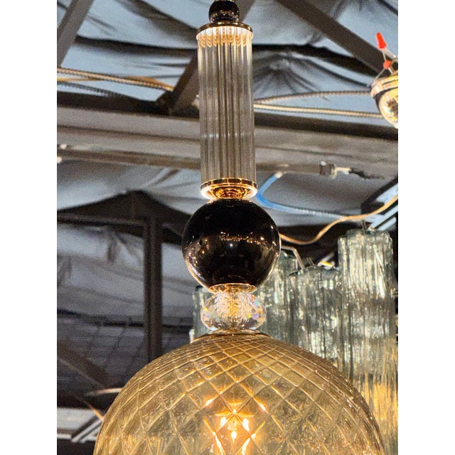 Murano Gold and Black Glass Pendants - a Pair For Sale - Image 4 of 5