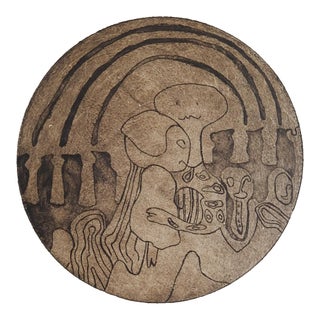 Mid 20th Century Abstract Sepia Etching of Family For Sale