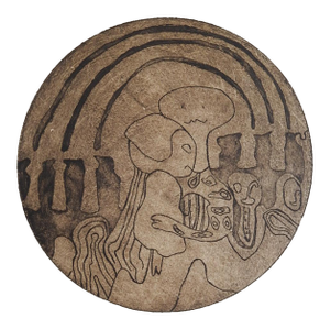 Mid 20th Century Abstract Sepia Etching of Family