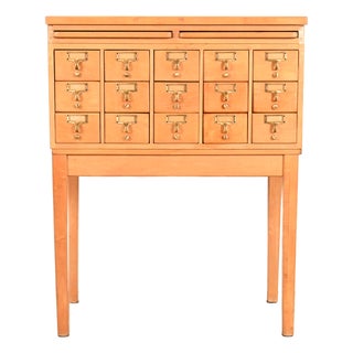 Mid-Century Modern 15-Drawer Library Card Catalog, Circa 1950s For Sale