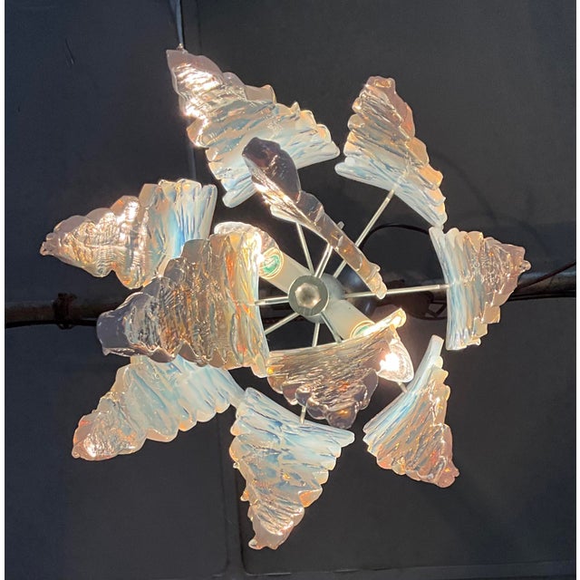 Opaline Murano Stalactite Chandelier from AV Mazzega, Italy, 1970s For Sale - Image 4 of 8
