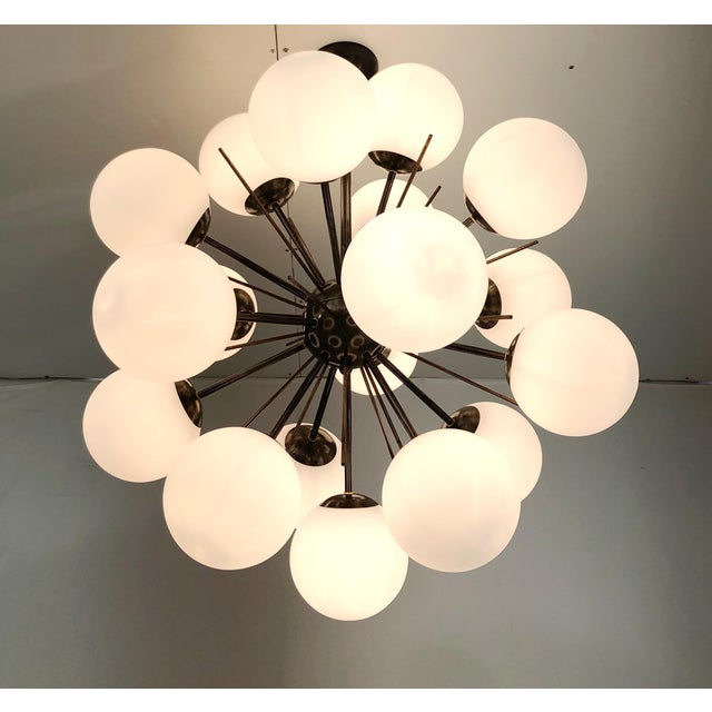Metal 21st Century Diciotto Bronze Matte White Murano Sputnik Chandelier by Fabio LTD For Sale - Image 7 of 7