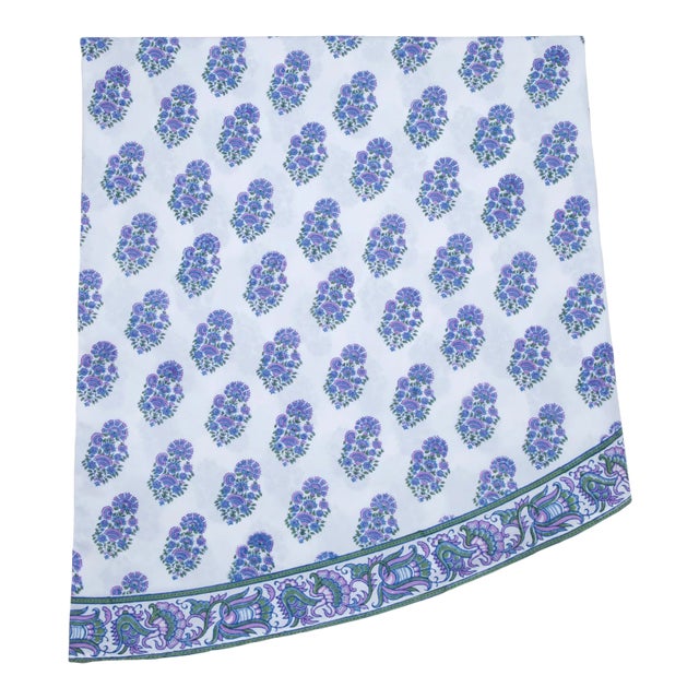 Riya Round Tablecloth, 90-inch - Lavender & Blue For Sale