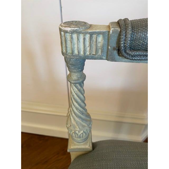 Pair of Glazed Linen Accent Chairs Attributed to Niermann Weeks For Sale - Image 12 of 14