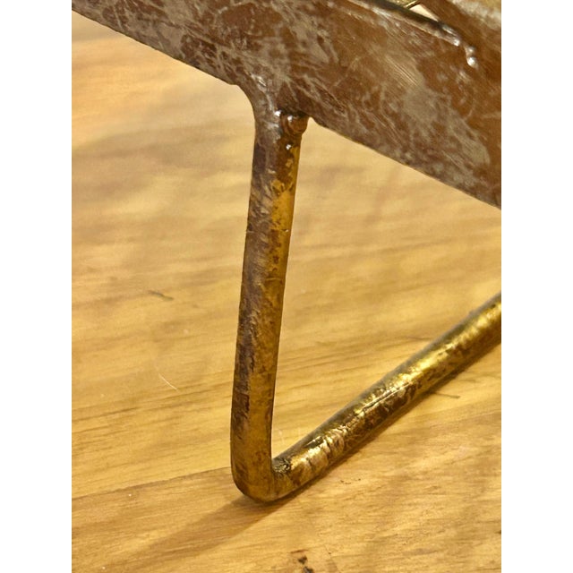 Vintage Hollywood Regency Gilt Metal 3-Tier Wall Shelf With Towel Bar For Sale - Image 10 of 11