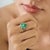 Gemstone Emerald & Diamond Floral Statement Ring in 925 Sterling Silver, Us Size 7.5 For Sale - Image 7 of 15