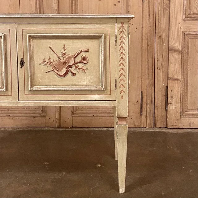 Antique Italian Neoclassical Hand-Painted Low Buffet ~ Sofa Table ~ Console For Sale - Image 9 of 13
