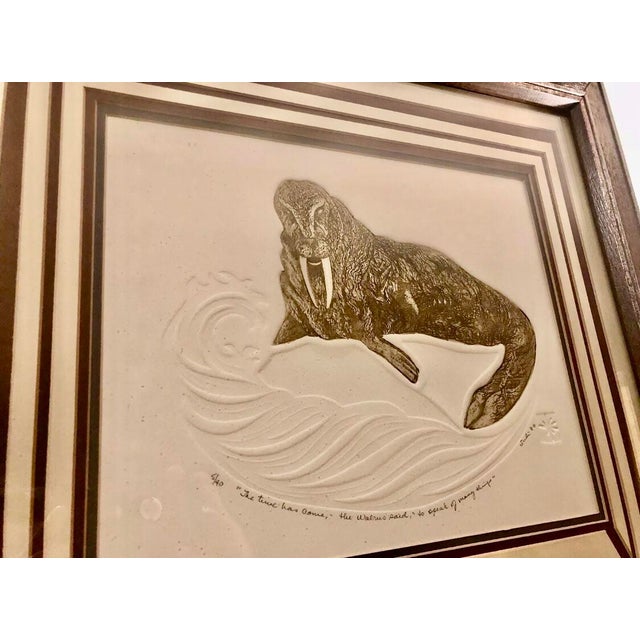 1980’s Original Walrus Litho With Raised Embossed Paper, Pencil Signed #5/40, Framed For Sale - Image 4 of 10