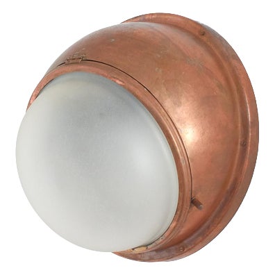 Antique French Copper Holophane Wall Lamp For Sale