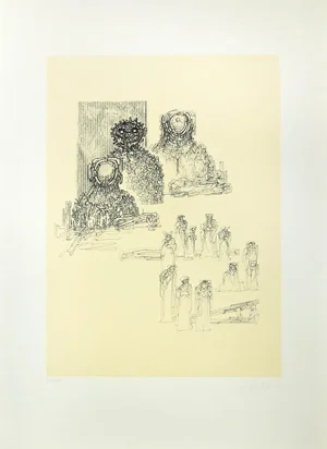 Fabrizio Clerici, Gestural Composition, Lithograph, 1970s
