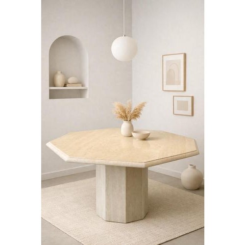 Vintage Travertine Octagonal Dining Table For Sale - Image 5 of 5