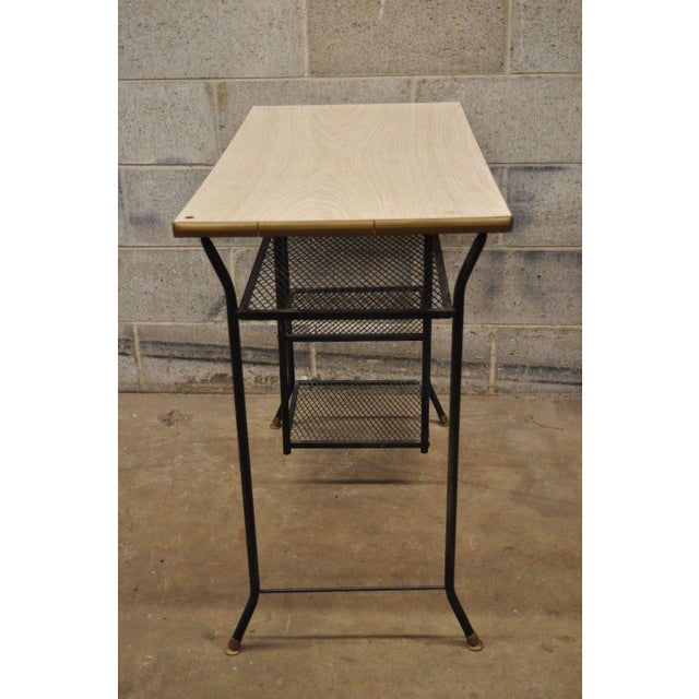 Vintage Mid-Century Modern Wrought Iron & Metal Mesh Small ...