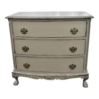 Antique Feldenkrais Wood Chest Chippendale Bachelors Chest in a Distressed Beige For Sale