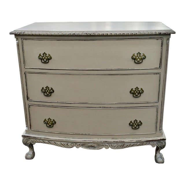 Antique Feldenkrais Wood Chest Chippendale Bachelors Chest in a Distressed Beige For Sale
